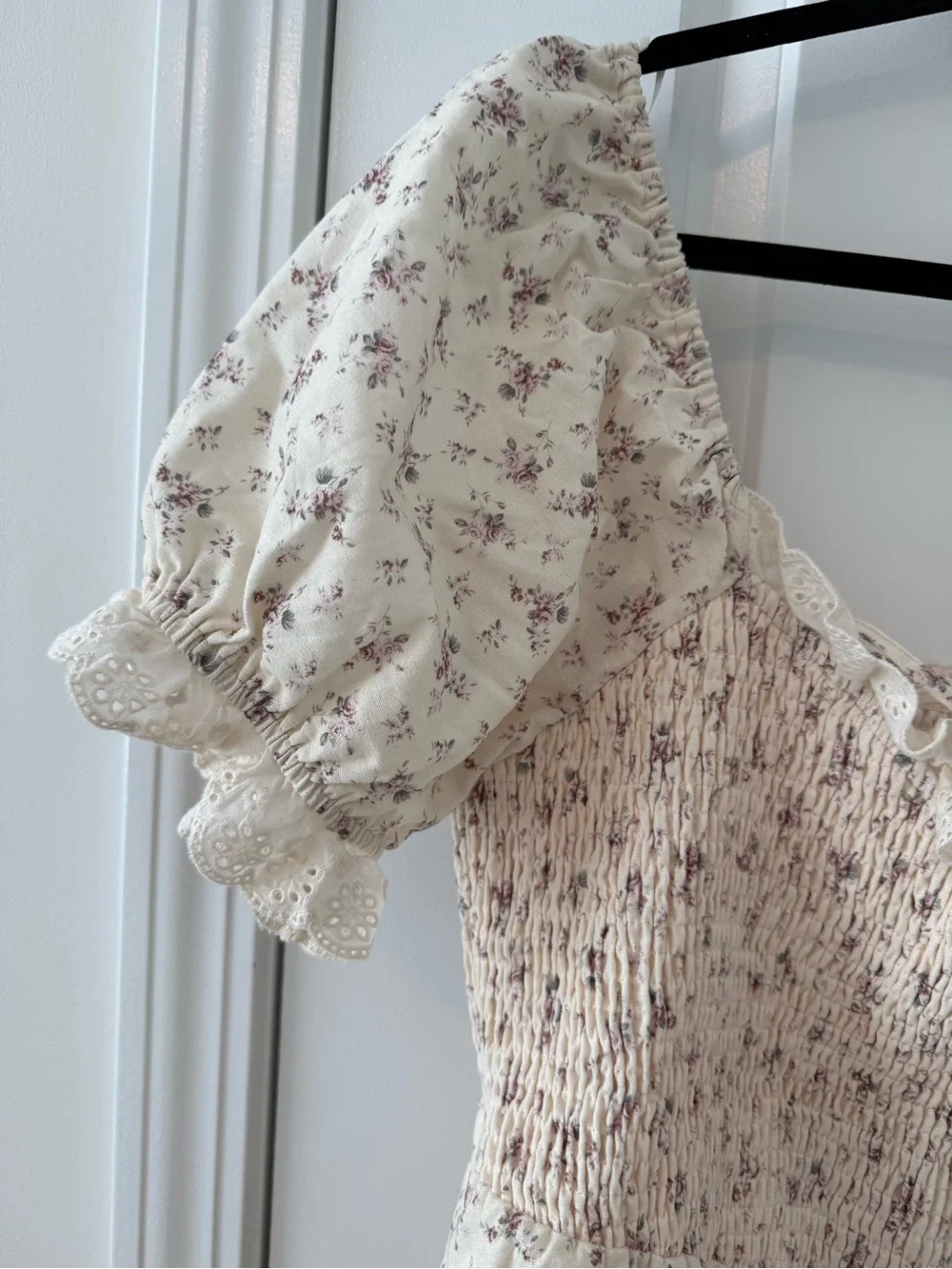 One Loved Babe Light Cream Smocked Floral Maxi Dress 1X